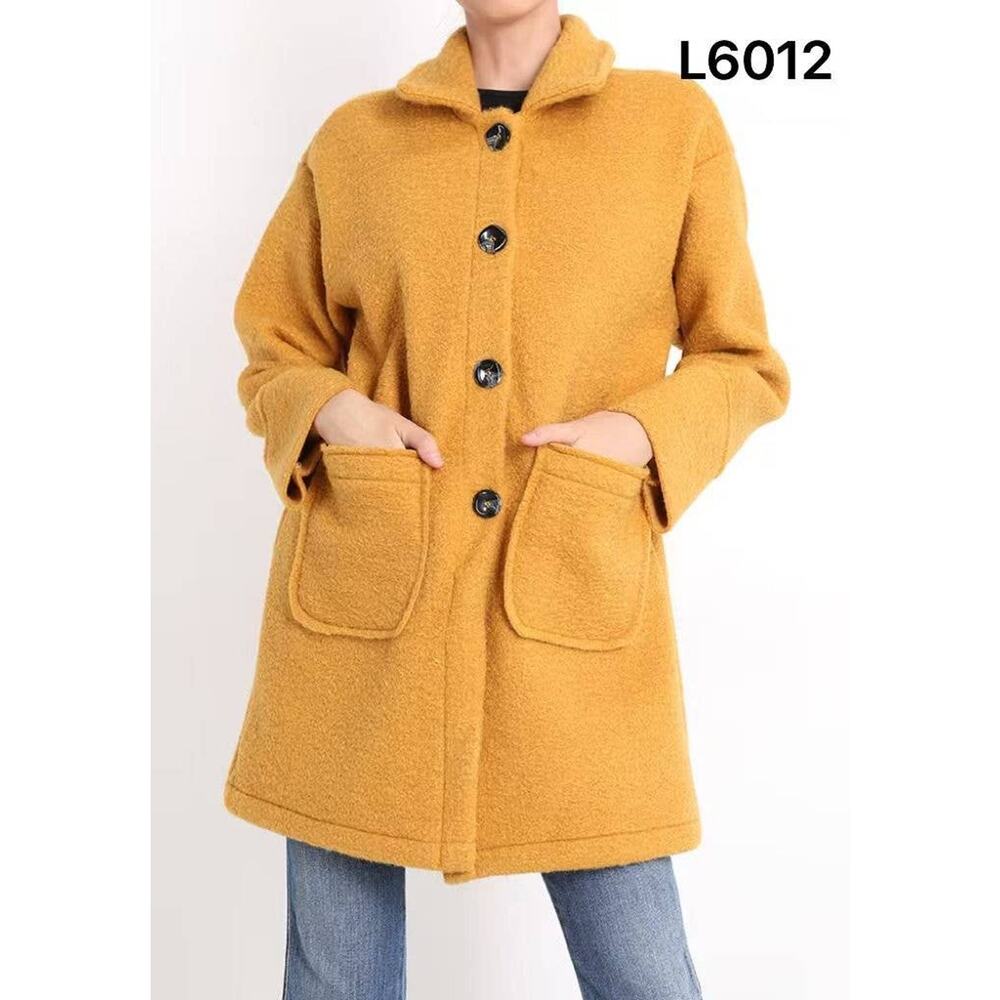 Button Front Pocket Coat Camel